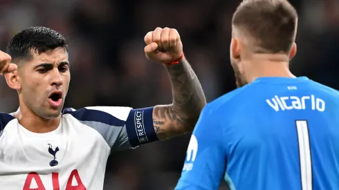 Vicario e Romero, do Tottenham, comemoram gol da equipe. (Photo by Dan Mullan/Getty Images)