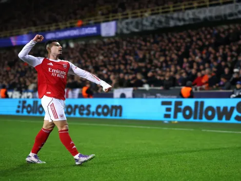 Gabriel Martinelli celebra Arsenal 100% na Champions League