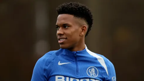 Estêvão em treino do Chelsea. (Foto: Jasper Wax/Getty Images)