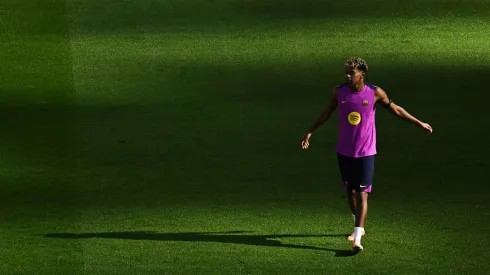 Lamine Yamal em treinamento do Barcelona