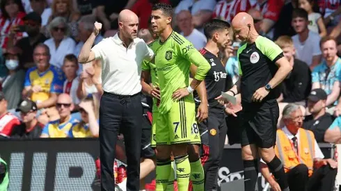 Erik ten Hag e Cristiano Ronaldo em 2022 pelo Manchester United. Foto: Getty Images
