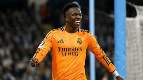 Vini Jr brilhou na vitória do Real Madrid sobre o Manchester City. Foto: Getty Images