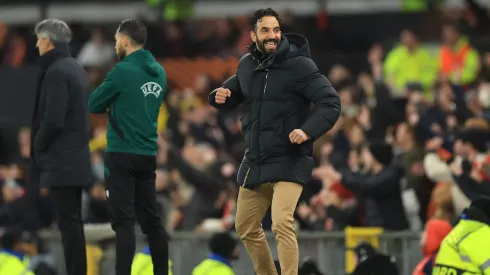 Ruben Amorim é um homem feliz, após passagem do Manchester United aos quartos de final da Europa League. Foto: Getty