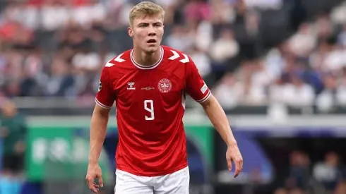 Rasmus Hojlund, avançado da Dinamarca. Foto: Getty Images