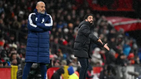 Ruben Amorim (com Nuno Espírito Santo também na imagem) poderá ganhar o seu primeiro prémio de melhor treinador do mês na Premier League. Foto: Getty