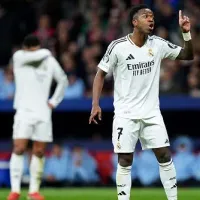 UEFA vai investigar Vini Jr e mais três jogadores do Real Madrid por celebração polémica na Champions League
