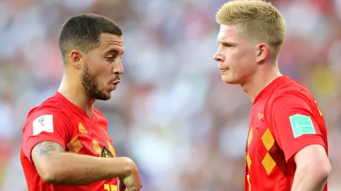 Eden Hazard e Kevin de Bruyne, companheiros na seleção da Bélgica. Foto: Getty