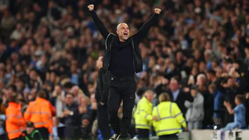 Pep Guardiola tinha todos os motivos para sorrir, após o Manchester City x Aston Villa. Foto: Getty