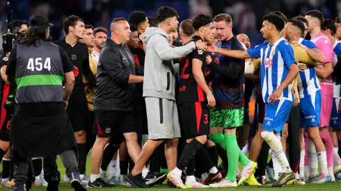 O dérbi Espanhol x Barcelona acabou em confusão, principalmente devido aos festejos blaugrana após a vitória. Foto: Getty