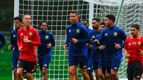 Cristiano Ronaldo, no primeiro treino do Al-Nassr com Jorge Jesus. Foto: conta oficial no X do Al-Nassr