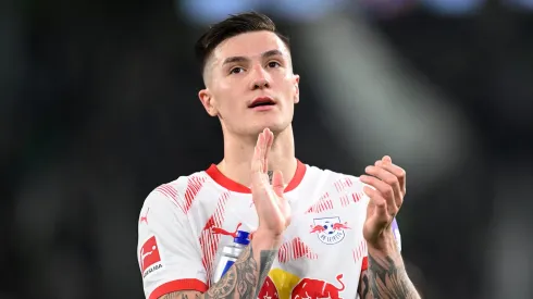 Benjamin Sesko, do Leipzig, é cobiçado por Newcastle e Manchester United. Foto: Stuart Franklin/Getty Images