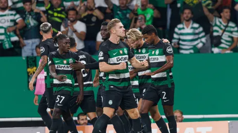 Viktor Gyökeres a celebrar o seu primeiro golo na Champions League. Foto: Imago