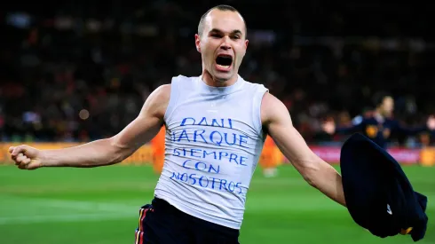 Iniesta celebra golo na final da Copa do Mundo de 2010. Foto: Imago