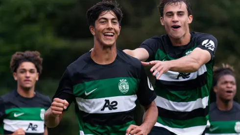 Eduardo Felicíssimo celebra o 2º golo do Sporting frente ao PSV, na UEFA Youth League. Foto: Imago