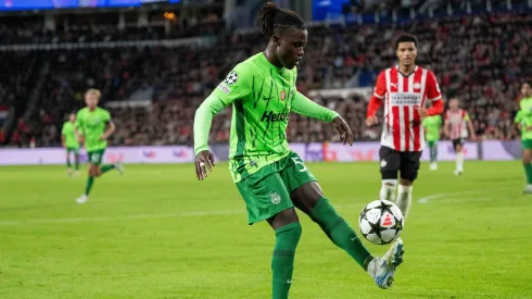Geovany Quenda em ação pelo Sporting, na Champions League. Foto: Imago