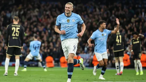 Erling Haaland celebrando pelo Manchester City. Foto: Imago