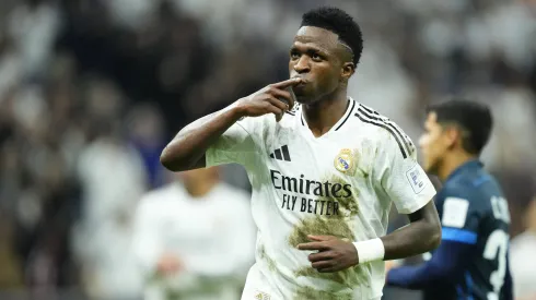 Vini Jr celebrando o seu golo de penálti contra o Pachuca. Foto: Imago