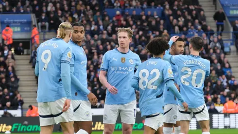 Manchester City festeja vitória frente ao Leicester. Foto: Imago