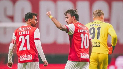 Ricardo e André Horta na vitória do Braga. Foto: SCB