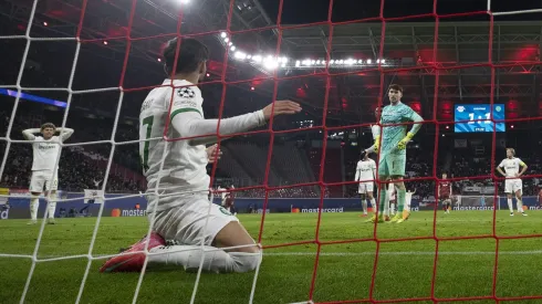 A frustração dos jogadores do Sporting, após o segundo golo sofrido contra o RB Leipzig, na Champions League. Foto: Getty