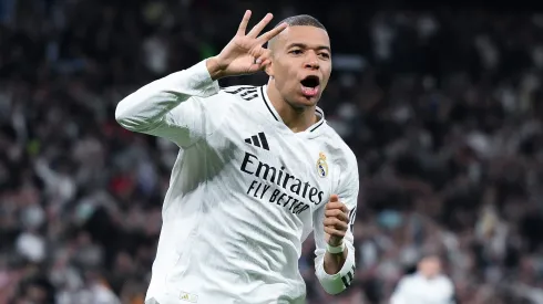 Kylian Mbappé marcou os três golos do Real Madrid, na segunda mão contra o Manchester City. Foto: Getty