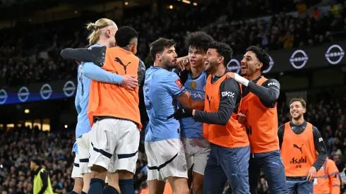 Manchester City festeja vitória contra o Plymouth. Foto: Getty Images