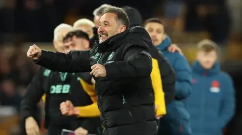 Vítor Pereira celebra a vitória do Wolves sobre o West Ham. Foto: Getty Images