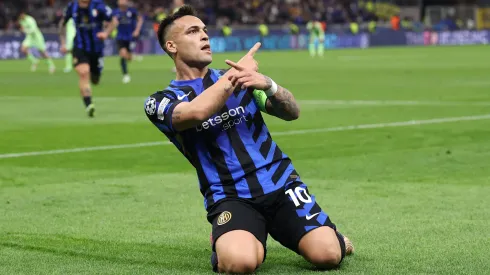 Lautaro Martínez, avançado do Inter Milão, a festejar o primeiro golo da partida. Foto: Getty