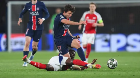 João Neves em ação durante o PSG x Arsenal. Foto: Getty