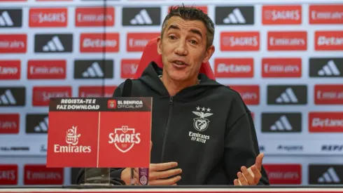 Bruno Lage fez a antevisão do dérbi, na conferência de imprensa. Foto: SL Benfica