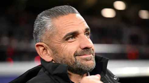 Rui Borges emocionado, mas feliz com o título do Sporting. Foto: Stuart Franklin/Getty Images