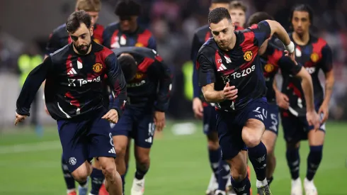 Bruno Fernandes e Diogo Dalot, médio-ofensivo e lateral do Manchester United, respetivamente. Foto: Getty