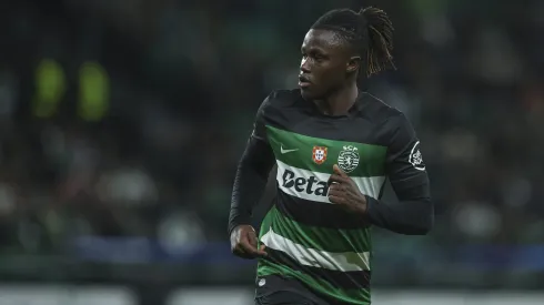 Geovany Quenda em ação com a camisola do Sporting. Foto: Getty