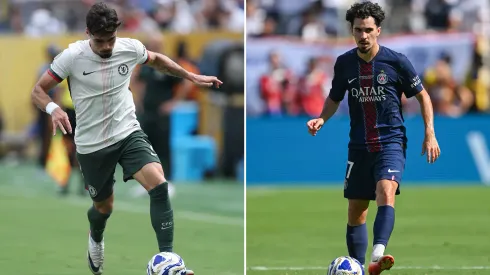 Pedro Neto e Vitinha, jogadores de Chelsea e PSG. Foto: Getty Images