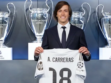 Ex-Benfica Álvaro Carreras emociona-se na apresentação no Real Madrid