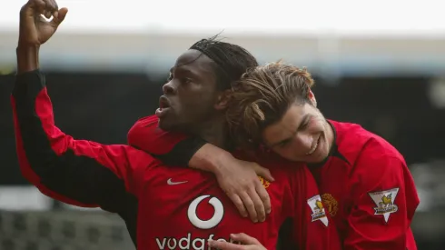 Louis Saha e Cristiano Ronaldo jogaram juntos no Manchester United. Foto: Getty