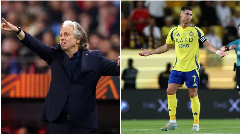 Jorge Jesus e Cristiano Ronaldo estão juntos no Al-Nassr. Fotos: Getty Images