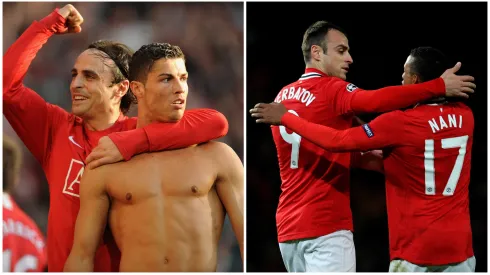 Berbatov, Ronaldo e Nani partilharam vários momentos juntos no Manchester United. Fotos: Getty Images