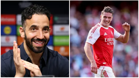 Ruben Amorim e Viktor Gyokeres vão reencontrar-se no clássico entre Manchester United e Arsenal. Fotos: Getty Images