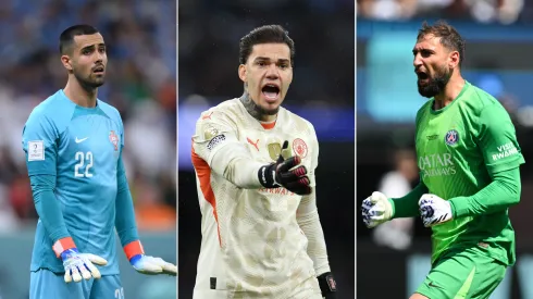 Diogo Costa, do FC Porto, Ederson e Donnarumma. Fotos: Getty Images