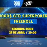 Freeroll SuperPoker de US$ 1.000 garantidos é atração no 888poker nesta segunda