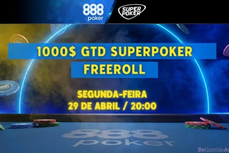 Freeroll SuperPoker de US$ 1.000 garantidos é atração no 888poker nesta segunda