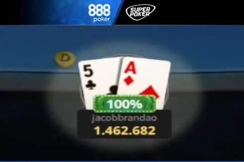 "jacobbrandao" flopa full house na mão final e crava Freeroll SuperPoker no 888poker