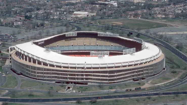 An aerial view of Robert F. Kennedy Memorial Stadium, home of the DC United.
