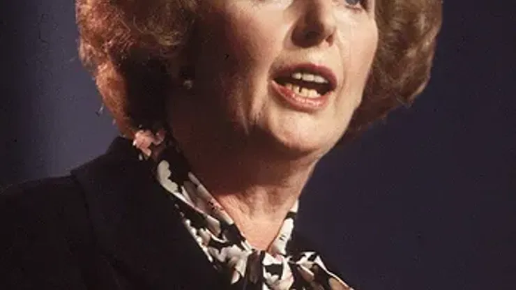 October 1985: British prime minister Margaret Thatcher speaking at the Conservative Party Conference in Blackpool. (Photo by Hulton Archive/Getty Images)
