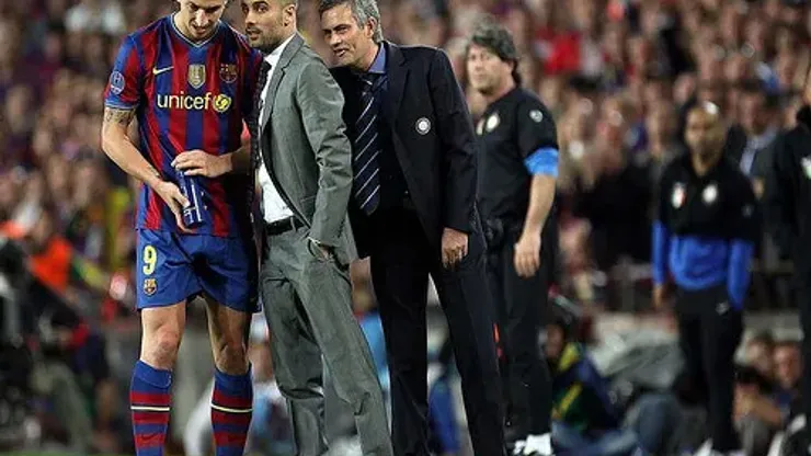 © Simone Rosa/Lapresse / DPPI 28-04-2010 Barcelona (Spain) sport soccer Soccer – Championleague in the picture: Mourinho, Guardiola and Ibramovic