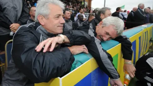 Kevin Keegan and Terry Mc Dermot during an Entertainers Reunited match at Kingston Park, Newcastle.