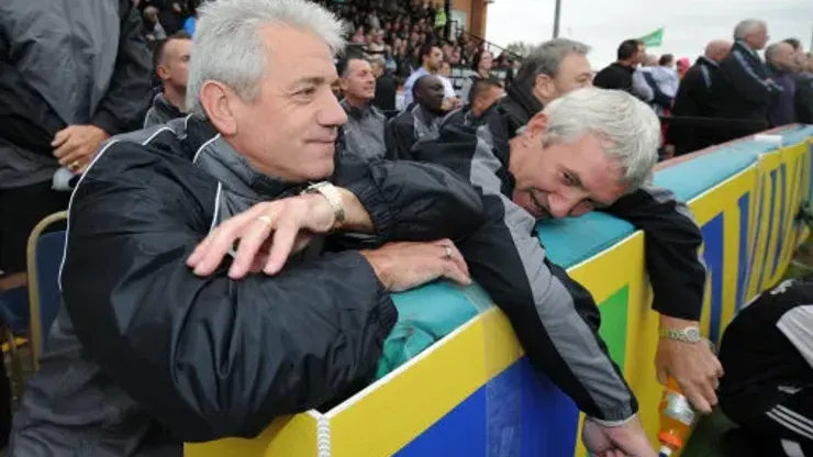 Kevin Keegan and Terry Mc Dermot during an Entertainers Reunited match at Kingston Park, Newcastle.