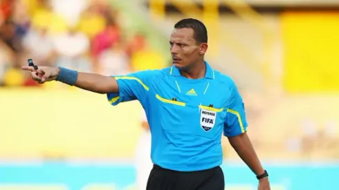 CARTAGENA, COLOMBIA - AUGUST 04: Referee Djamel Haimoudi gestures during the FIFA U-20 World Cup 2011 match between Mexico and England at Estadio Jaime Moron Leon on August 4, 2011 in Cartagena, Colombia. (Photo by Alex Grimm - FIFA/FIFA via Getty Images)