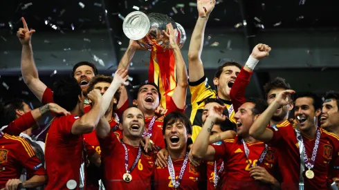 during the UEFA EURO 2012 final match between Spain and Italy at the Olympic Stadium on July 1, 2012 in Kiev, Ukraine.